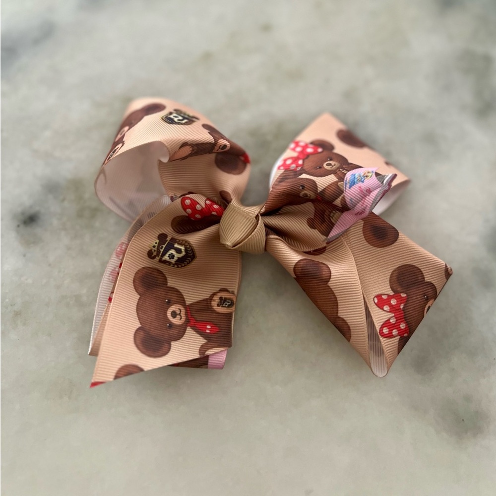 Teddy Bear Bow Hair Clip